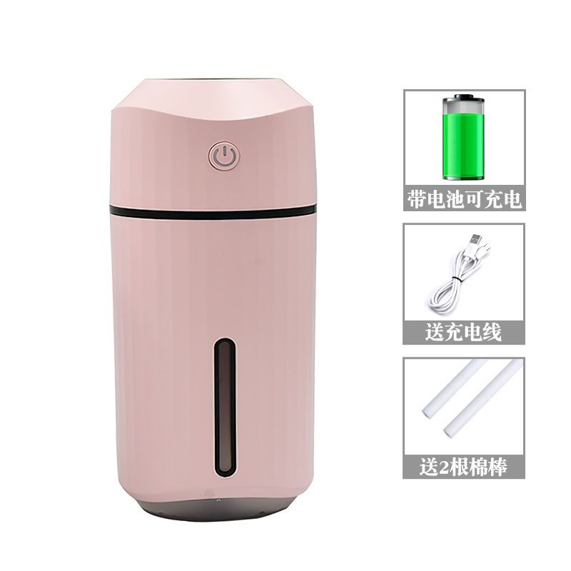 车载加湿器家用卧室汽车用喷雾加香水迷你空气净化器香薰车内车上|粉色【超静音-大喷雾】充电款