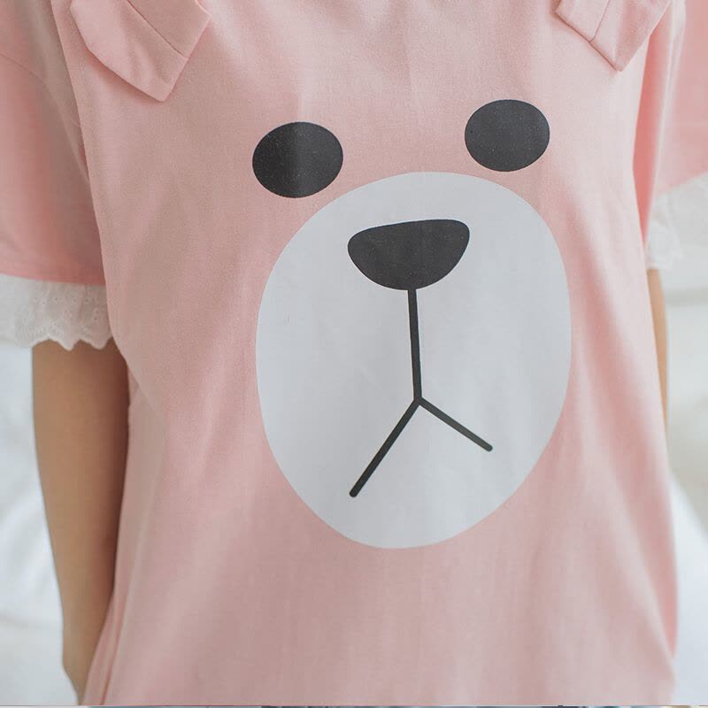 迪鲁奥（DILUAO)孕妇睡裙短袖纯棉中长款怀孕可外穿哺乳月子服喂奶薄款睡衣女 粉色图片