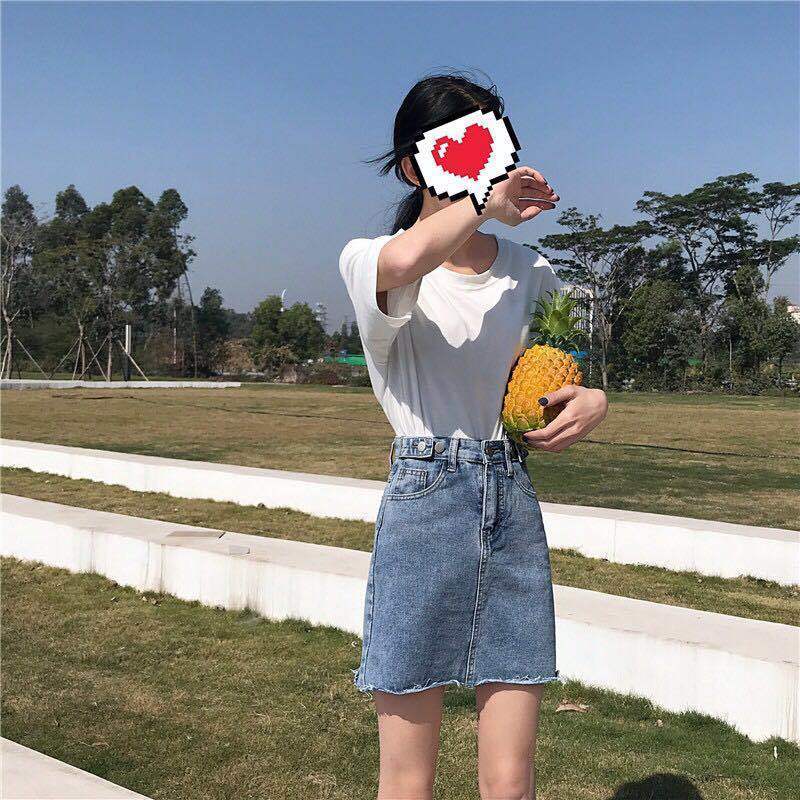 牛仔裙女夏季2019新款高腰半身裙a字裙韩版短裙流苏裙子a型包臀裙 图片色 S