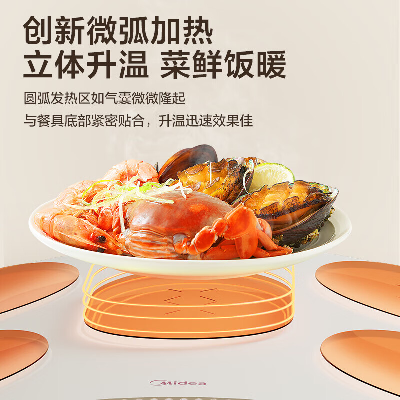 美的(Midea)随心卷暖菜板 柔性加热桌垫 BWR01 分区控温饭菜保温板家用 微弧速热调温不挑锅具保温菜板高清大图