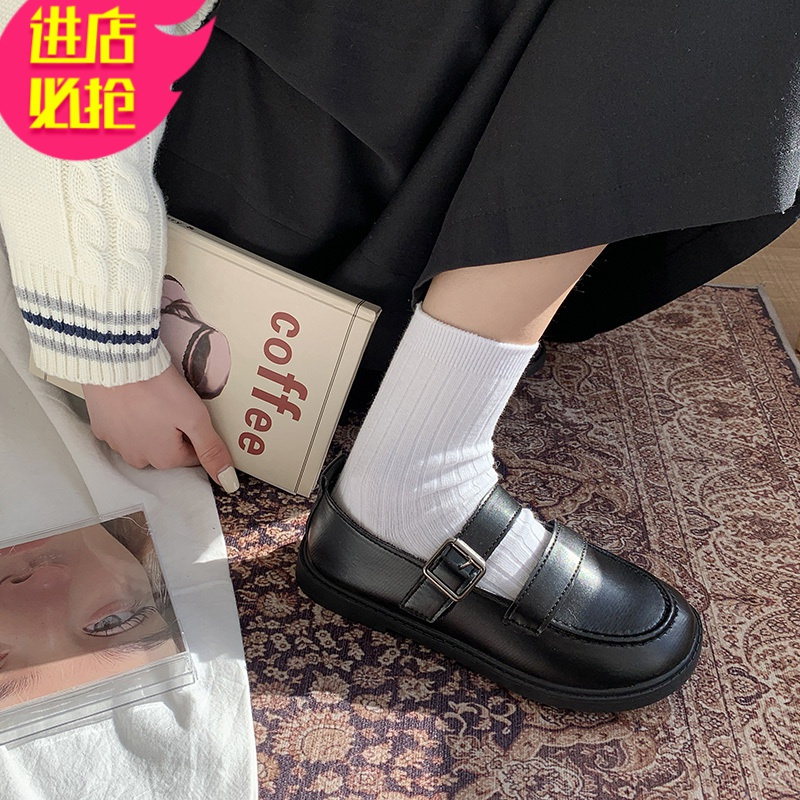 金三志早春小皮鞋女配裙子2021新款日系大头娃娃鞋复古浅口软妹玛丽珍鞋休闲鞋