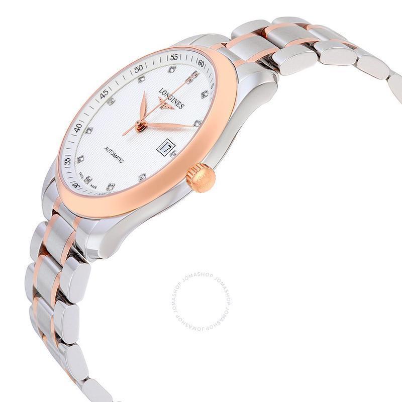 浪琴longines瑞士名表elegant博雅系列18k玫瑰金表带镶钻表盘自动机械