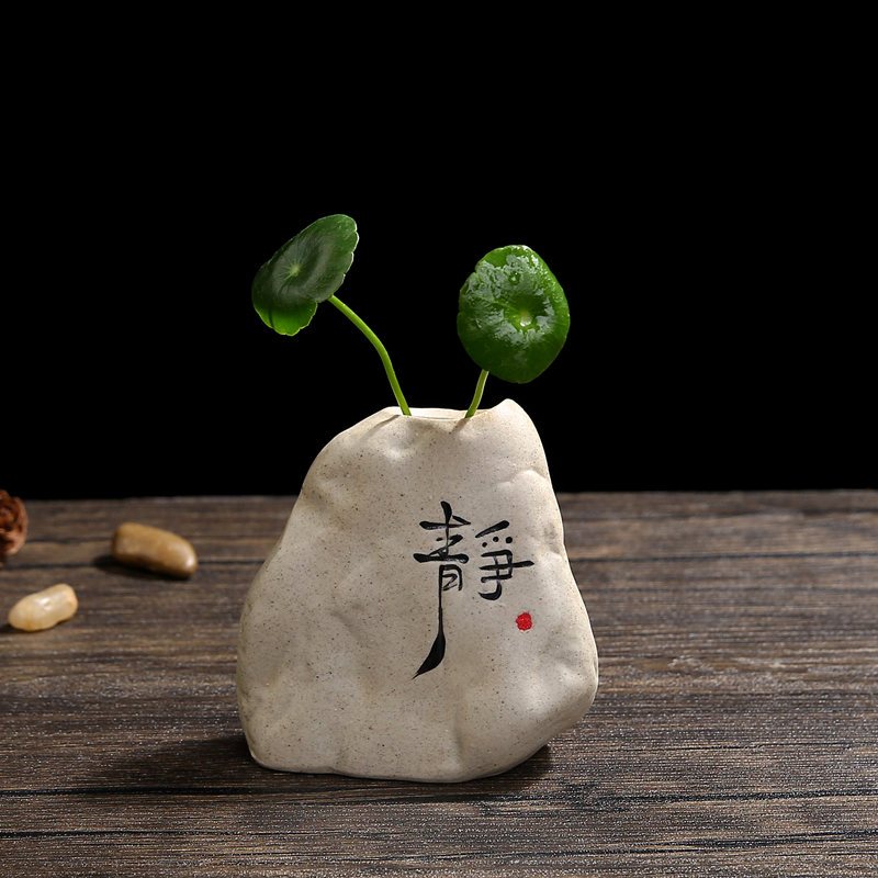 创意绿萝水培植物花瓶插花容器水养花盆陶瓷器皿桌面装饰客厅摆件 三维工匠 SGY-静(A款) 中等