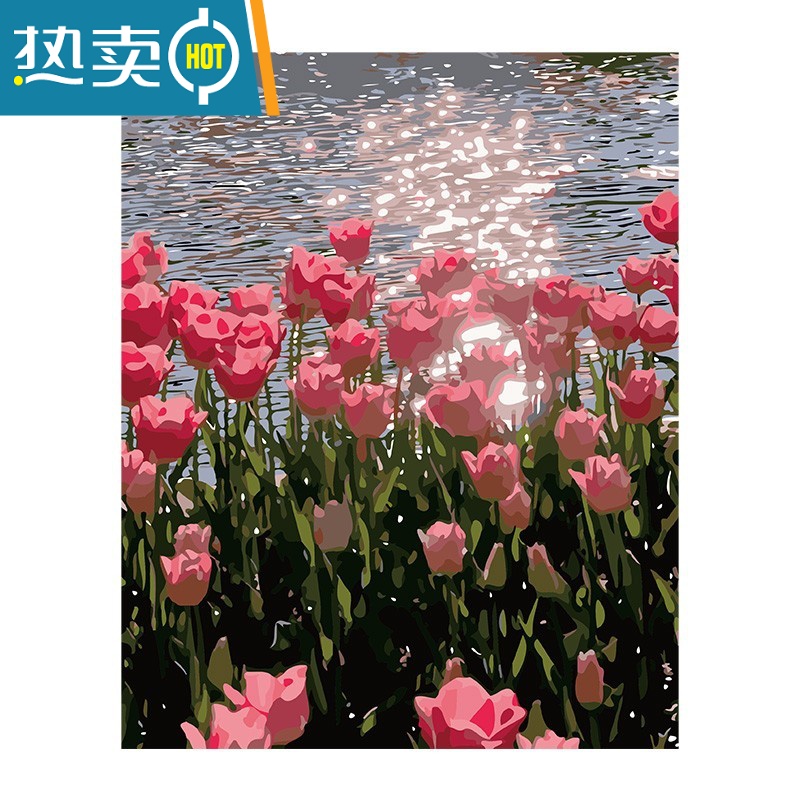 敬平数字油画diy手工填充郁金香花卉客厅卧室装饰画手绘涂色油彩画画装饰画高清大图