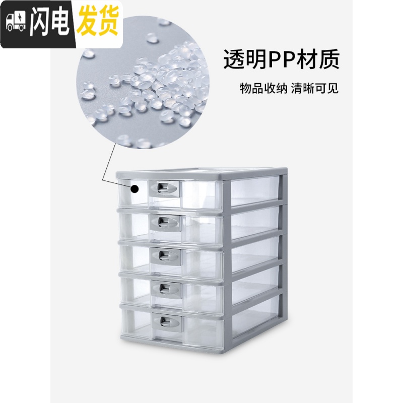 三维工匠抽屉式收纳盒子储物盒桌面收纳柜办公室文件夹a4纸透明塑料置物盒高清大图