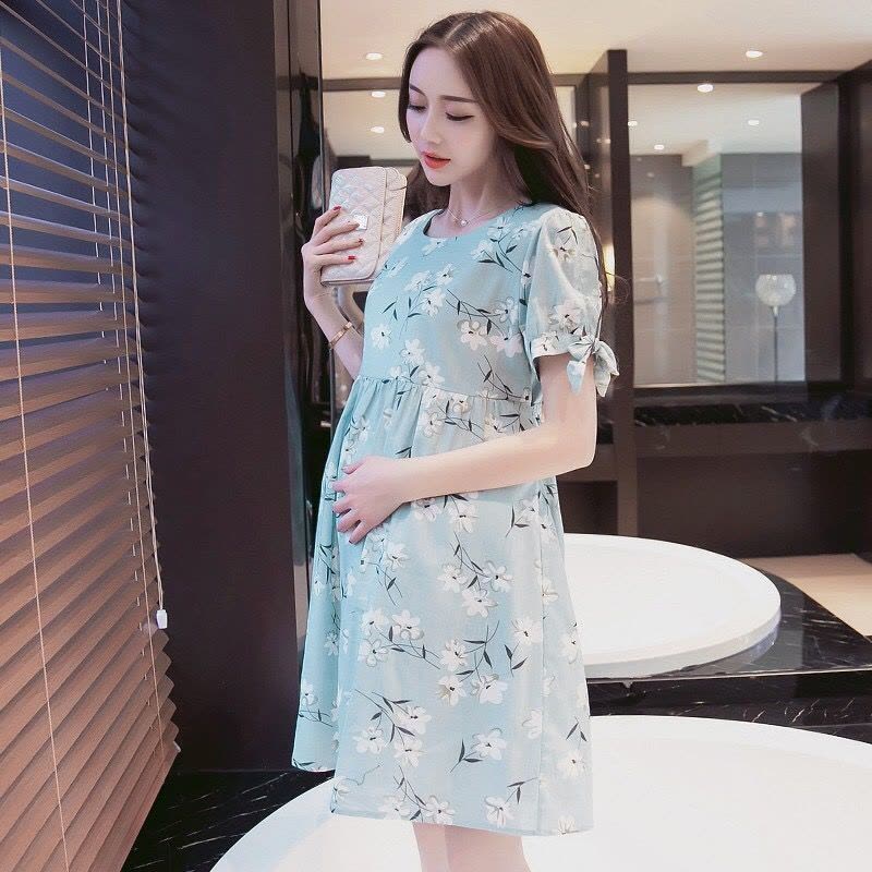 迪鲁奥(DILUAO)孕妇装夏 2021夏装孕妇连衣裙中长款时尚潮妈可外出哺乳连衣裙喂奶孕妇裙子F271- 翠花裙 均码图片