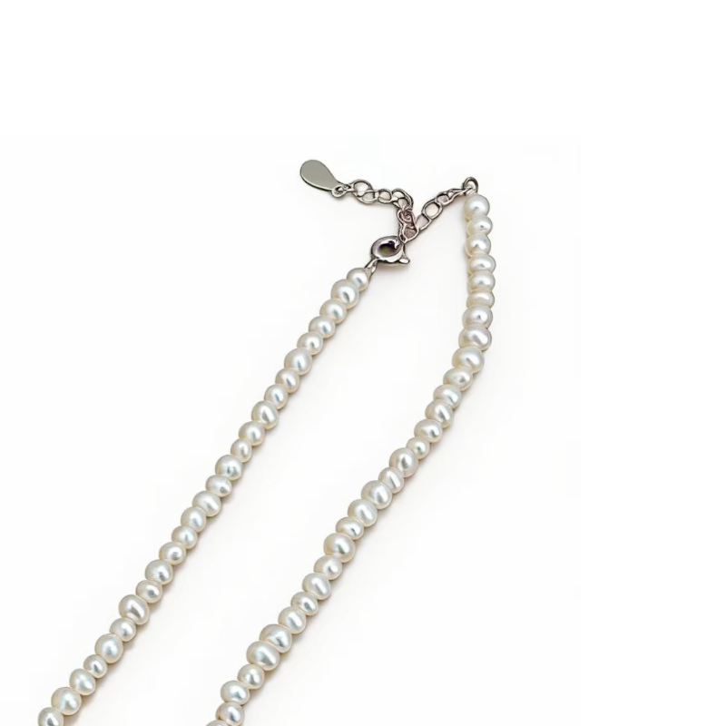 北京黄金 4mm 天然淡水珍珠项链 小众设计感米粒珠锁骨链 简约气质颈链女高清大图