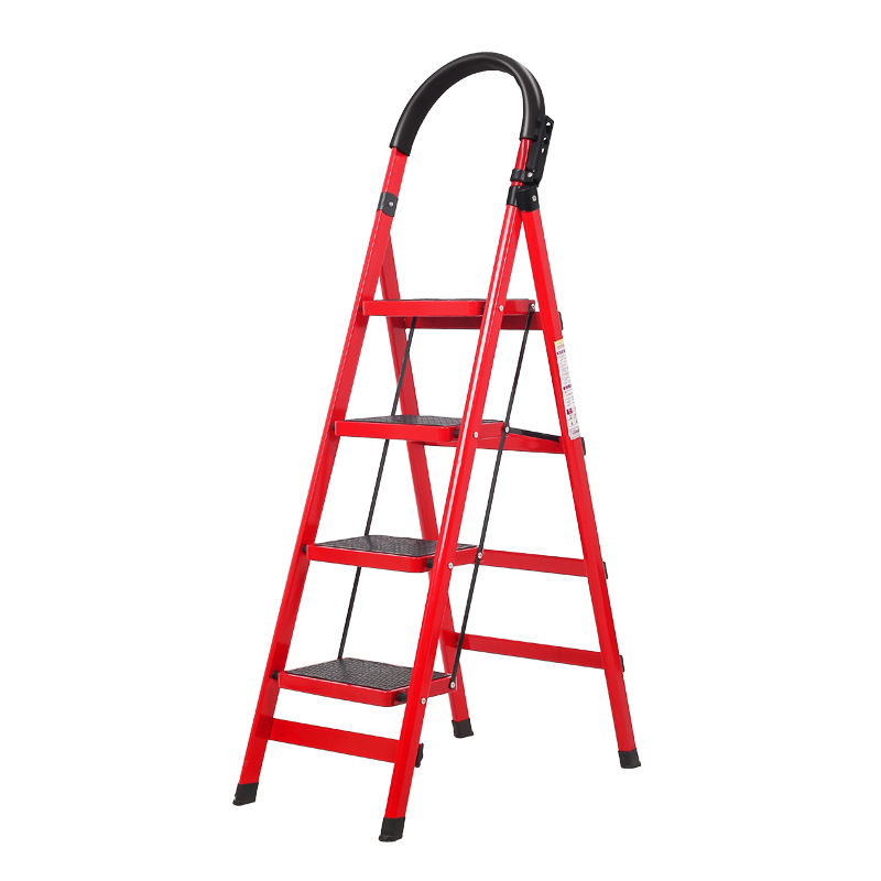 五步扶梯爬梯室内多功能伸缩加厚人字梯 (圆头款)可爱粉6步梯赠配件包