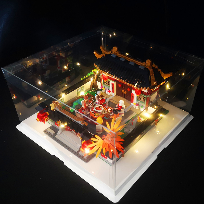 中国风6拼装7立体拼图玩具8积木男孩子10岁儿童新年 年夜饭礼盒带灯+防尘罩