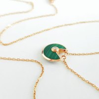 【二手95新】卡地亚（CARTIER）超小号18K玫瑰金镶孔雀石护身符 项链 全套 含票