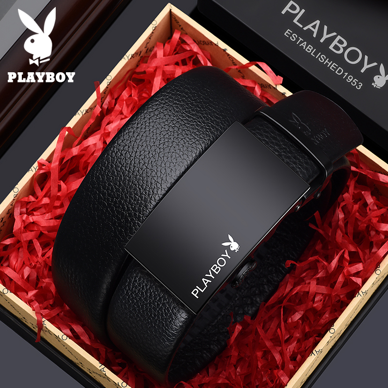 花花公子纯男士皮带真皮头层牛皮自动扣腰带年轻人裤带潮高档礼盒高清大图