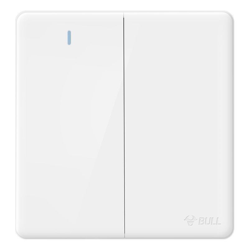 公牛(BULL) 开关插座 G28系列 二位单控带荧光开关 86型面板G28K211 珍珠白 暗装 4个