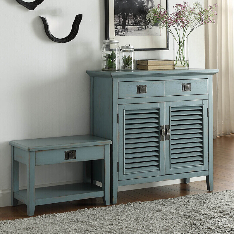 实木美式鞋柜玄关柜客厅阳台除臭对开柜子收纳大容量简易防尘