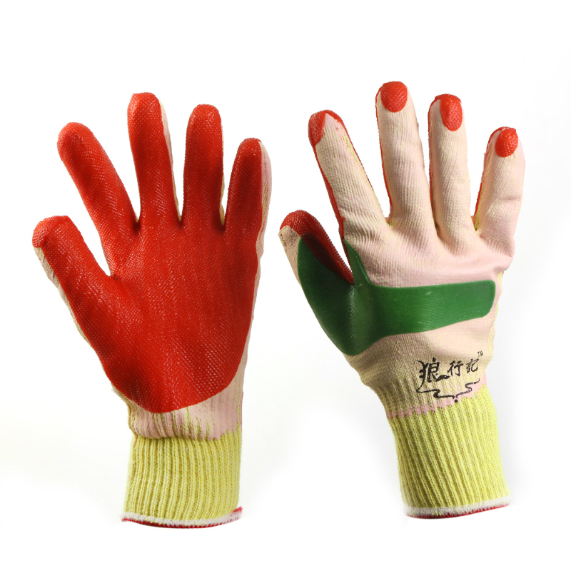狼行记胶片手套耐磨防滑建筑工地搬砖钢筋工带胶皮防护手套男12双正品