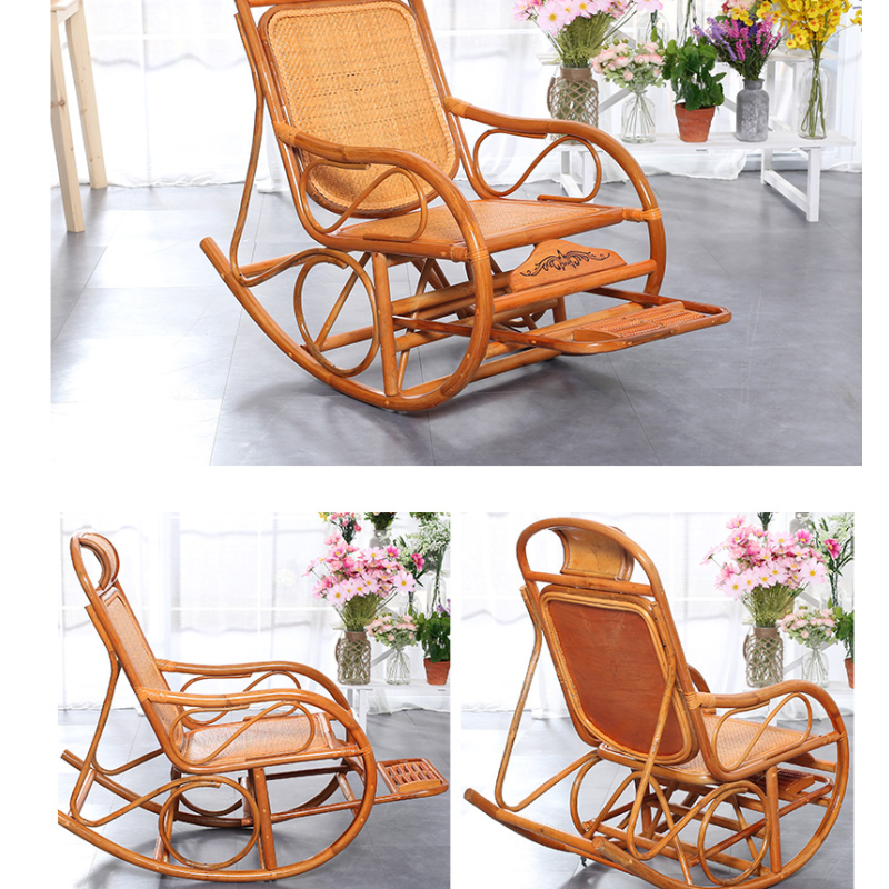 顶鸿dhhy0831天然藤椅摇椅逍遥椅真藤编老人摇摇椅躺椅午休睡椅阳台