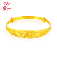 金一足金999儿童龙凤黄金手镯足金手环满月百天周岁生日礼金饰 （计价）AAER001-002