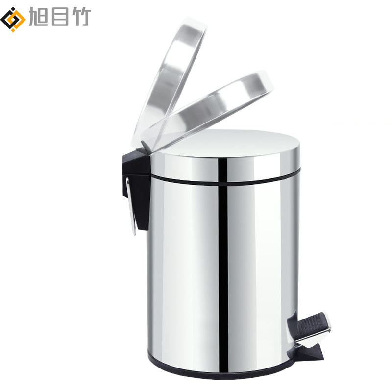 不锈钢圆形脚踏垃圾桶 8L 个高清大图