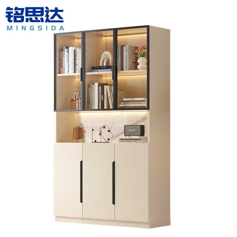 铭思达书柜储物柜三门台高清大图