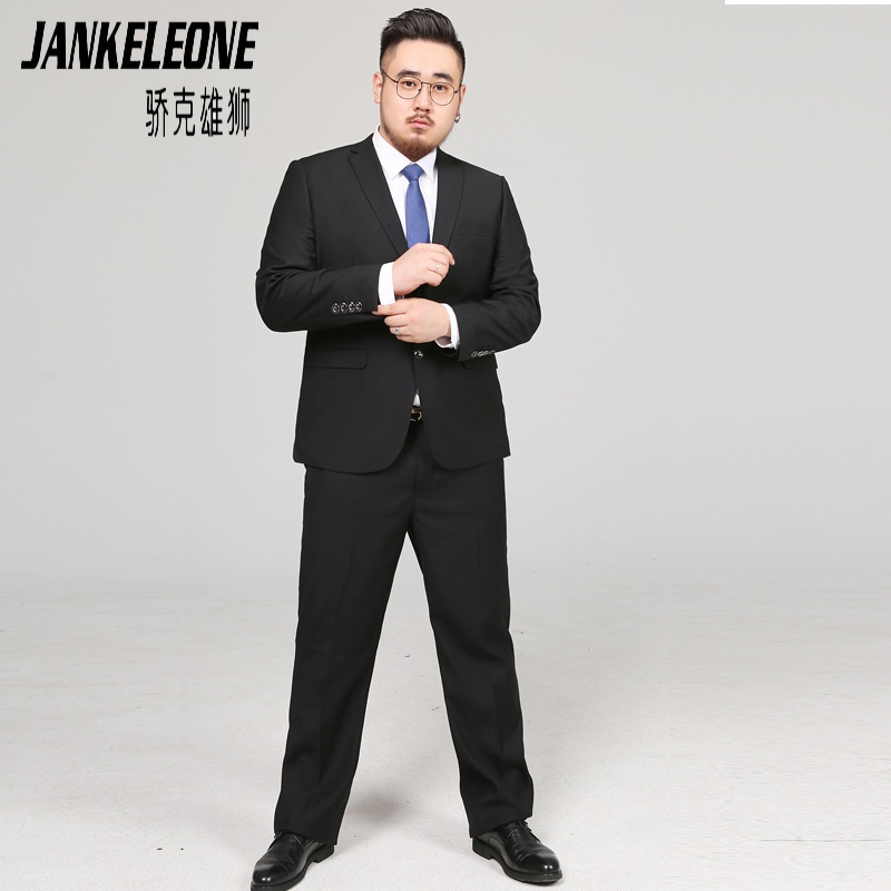 骄克雄狮大码西服套装男士加肥加大码西装外套胖子商务休闲西服两件套