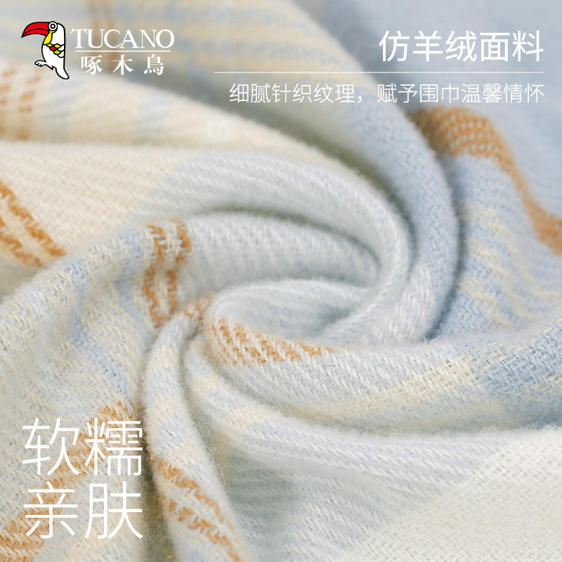 啄木鸟围巾女冬季高级感格子披肩保暖韩系氛围感学生披肩百搭围披高清大图