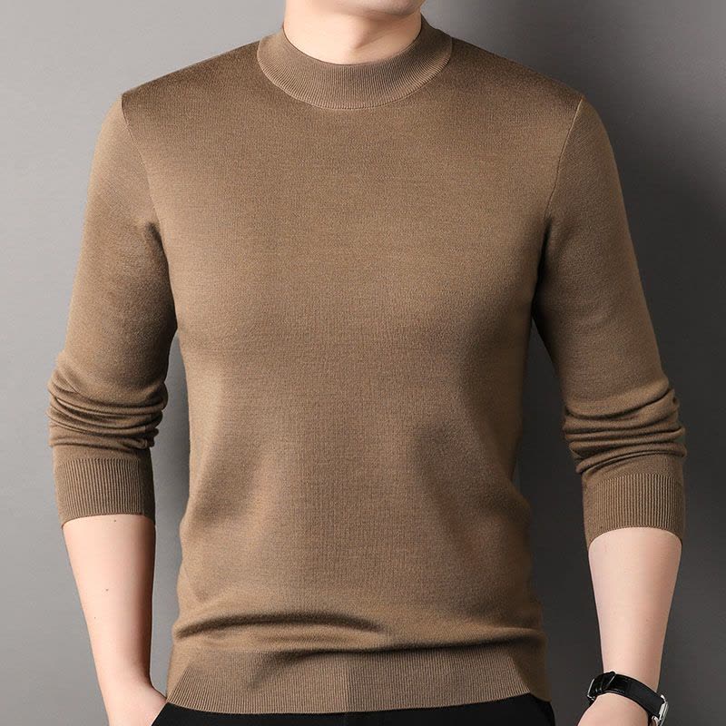 精纺加厚山羊绒衫春秋新款圆领男士羊绒衫100%宽松加厚羊毛衫套头针织打底衫毛衣男套头长袖纯羊绒春秋季休闲打底衫毛衣男图片