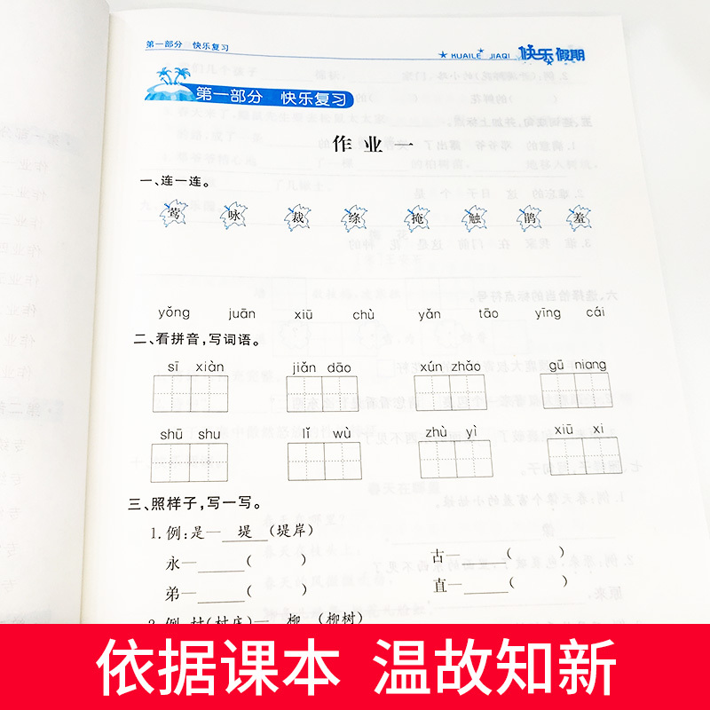 2020新版 二年级暑假作业语文人教版 部编版黄冈快乐假期二年级下册暑假作业语文练习册 小学二年级下册暑假作业 暑假作业