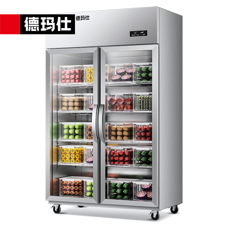 德玛仕展示柜商用冷藏柜保鲜柜立式冰箱食堂大型冰柜饭店超市冷柜水果蔬菜啤酒保鲜一体DMS-LG-880CZ-VA1全冷藏高清大图