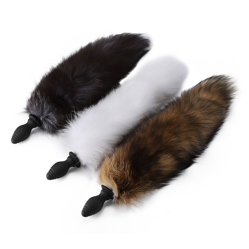[有遥控震动款]真毛白狐尾巴