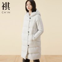 【2件2.5折价：262.3】CHIN祺冬季新款长款羽绒服加厚女白鸭绒韩版小清新原宿风连