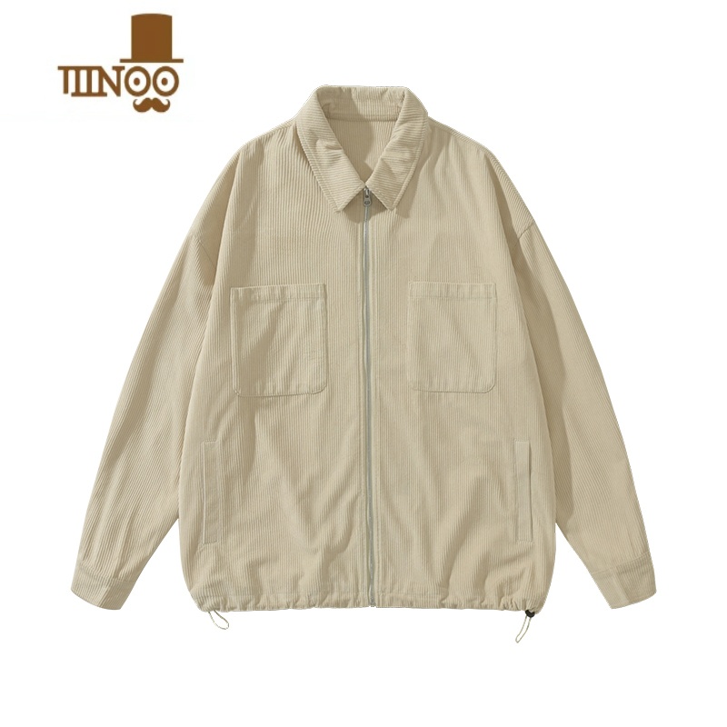 YANXUE秋装男士夹克韩版纯色翻领口袋设计外套休闲潮bf风衣服高清大图