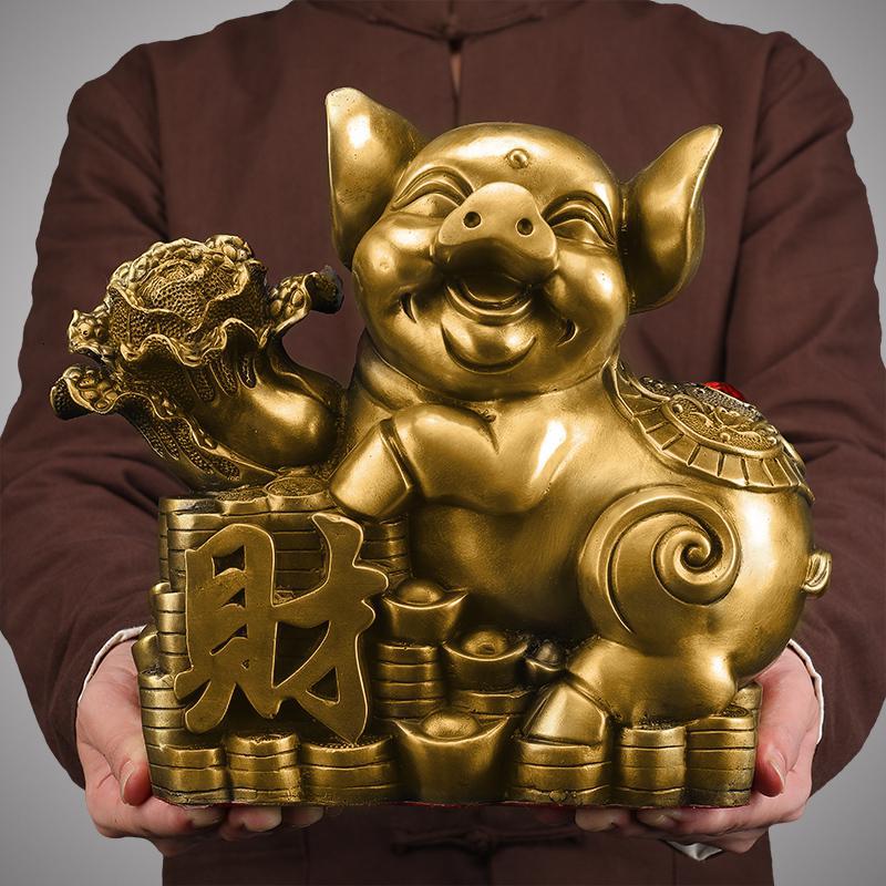 家柏饰(CORATED)铜金猪发财生肖猪摆件一对家居客厅玄关摆设工艺品高清大图