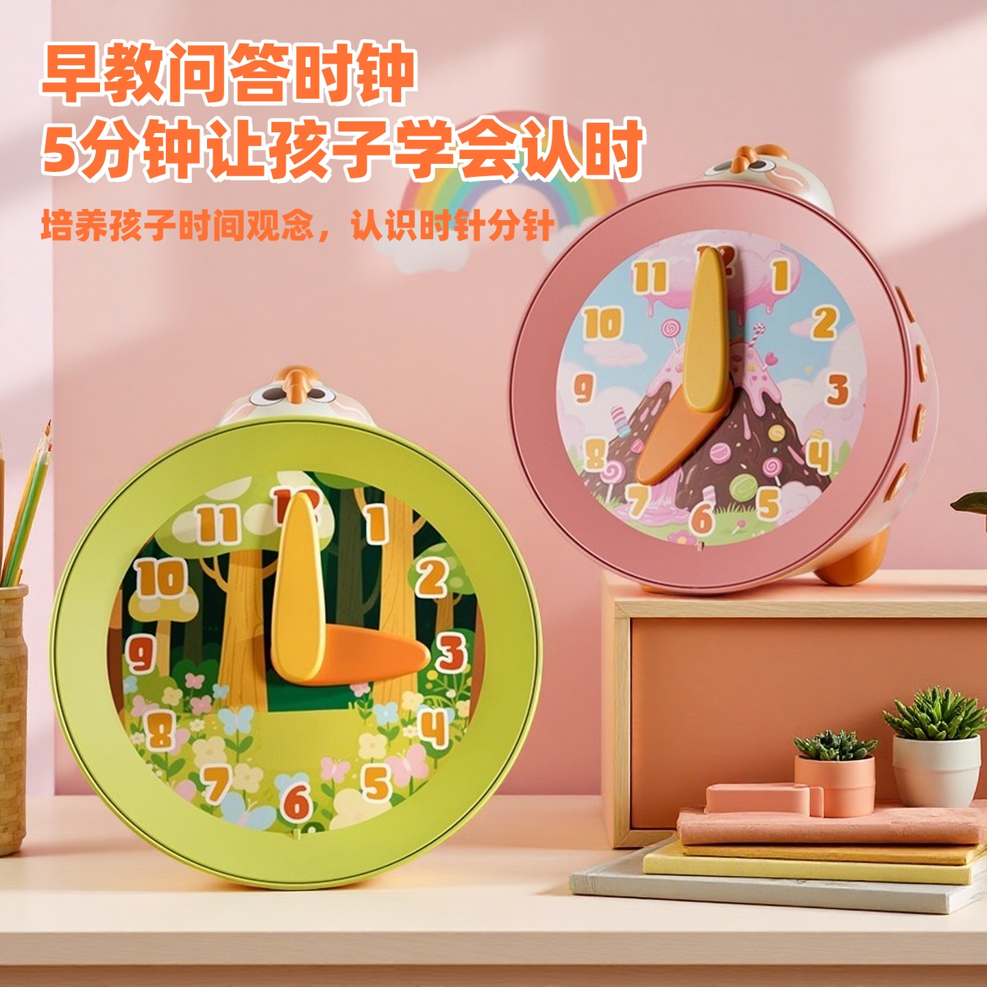 早教益智启蒙儿童钟表模型小学时钟学习认知教具玩具幼儿园中1663高清大图