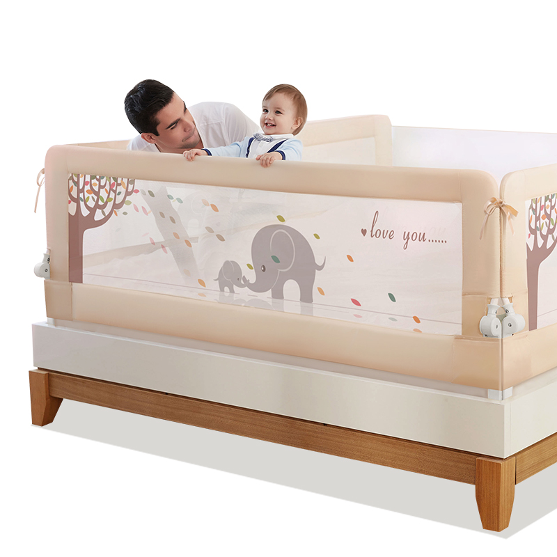 [棒棒猪]通用款和谐床护栏1.2米(BBZ-310)米白亲子象(白色)高清大图