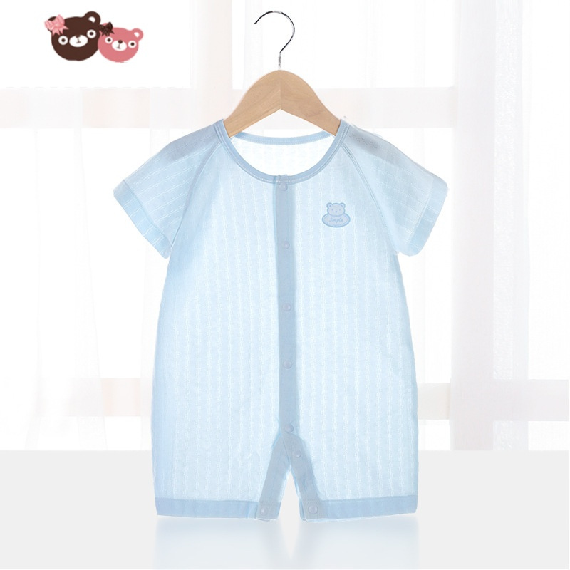 绿彩虹光新生婴儿儿衣服夏季薄款宝宝连体衣哈衣男爬爬服夏装女外出服