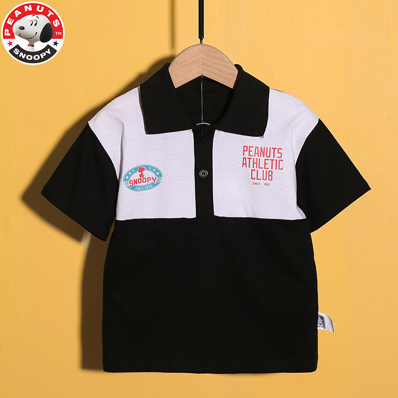 史努比(SNOOPY)儿童拼色polo衫短袖纯棉翻领t恤夏季女童中小童半袖体L009