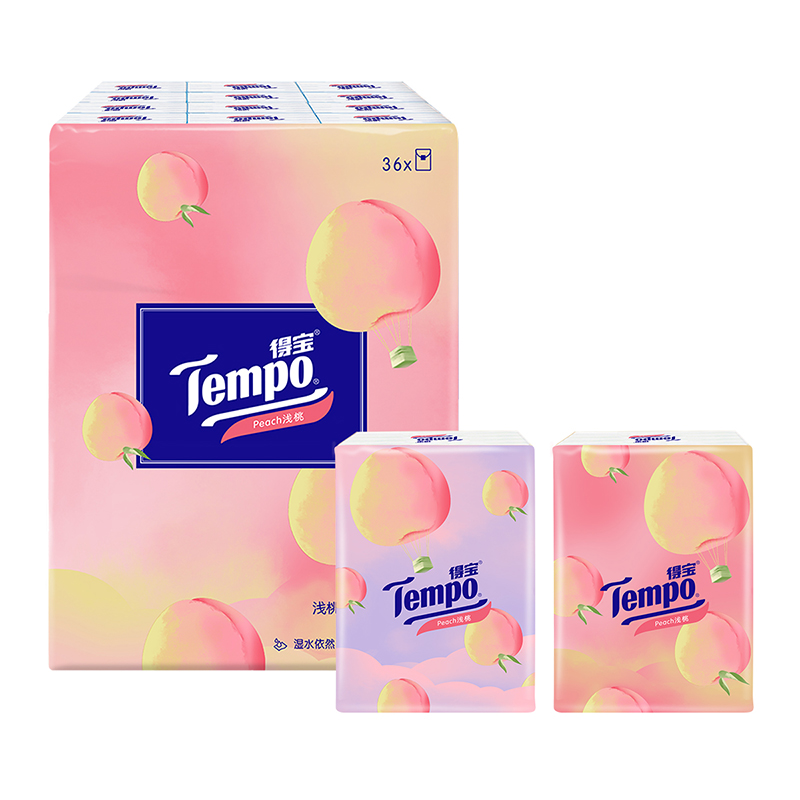 得宝(Tempo) 浅桃一刻手帕纸 迷你4层7张*36包(新旧包装交替发货)高清大图