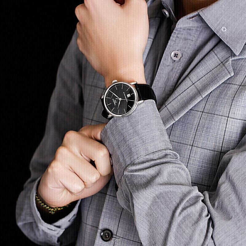 天梭(TISSOT)瑞士手表 卡森臻我系列皮带机械男士手表T122.407.16.051.00
