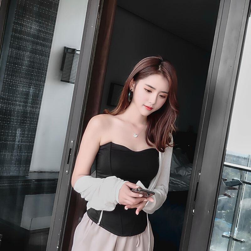 ao)吊带小背心女内搭打底外穿潮性感韩版带胸垫心机裹胸抹胸上衣露肩