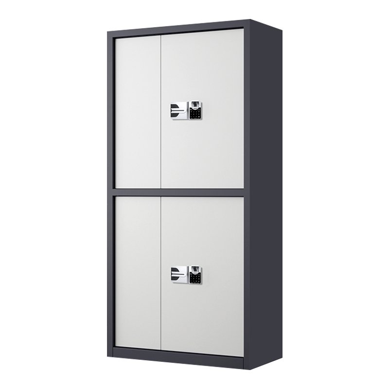 缑氏指纹电子保密柜钢制密码文件柜档案柜矮柜资料柜办公柜通双节灰白色:国保指纹锁高清大图