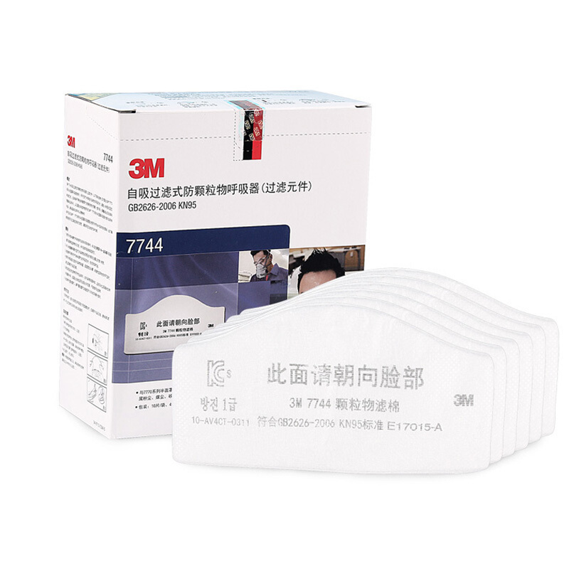 3M 7744颗粒物滤棉 高效过滤粉尘 3M过滤棉 滤纸 配7772面具使用 防尘滤棉(10片)