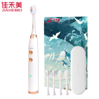 电动牙刷成人声波充电式全自动软毛刷头牙结石洁牙器礼盒送礼学生女生情侣男女士款 月光白[共4支刷头+旅行收纳盒]