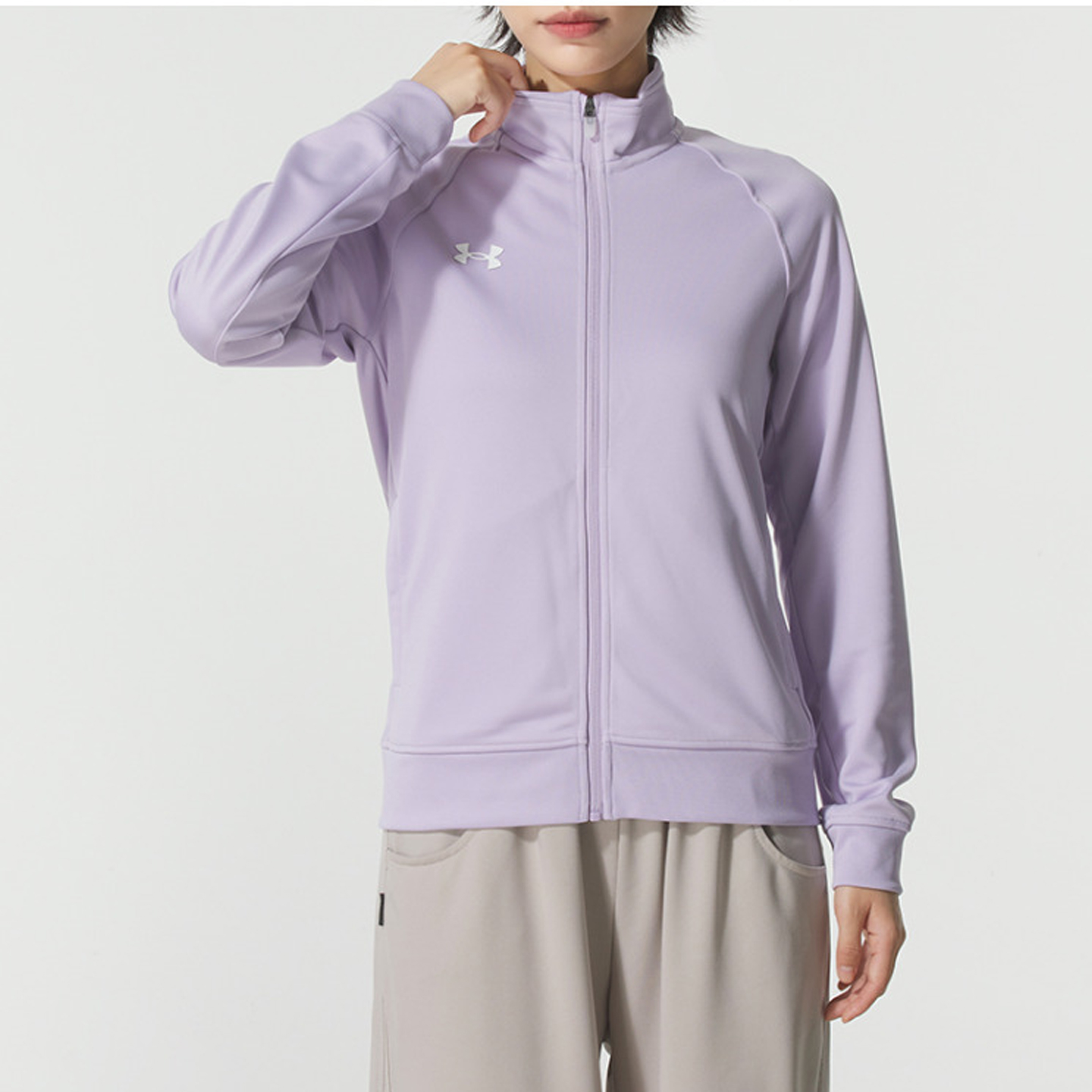 安德玛(Under Armour)女装新款运动跑步训练健身舒适休闲立领夹克21500438-001 ZP 25600406-566/紫色 M