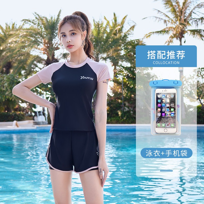 分体泳衣女夏2022年新款遮肚显瘦平角大码保守专业运动游泳装