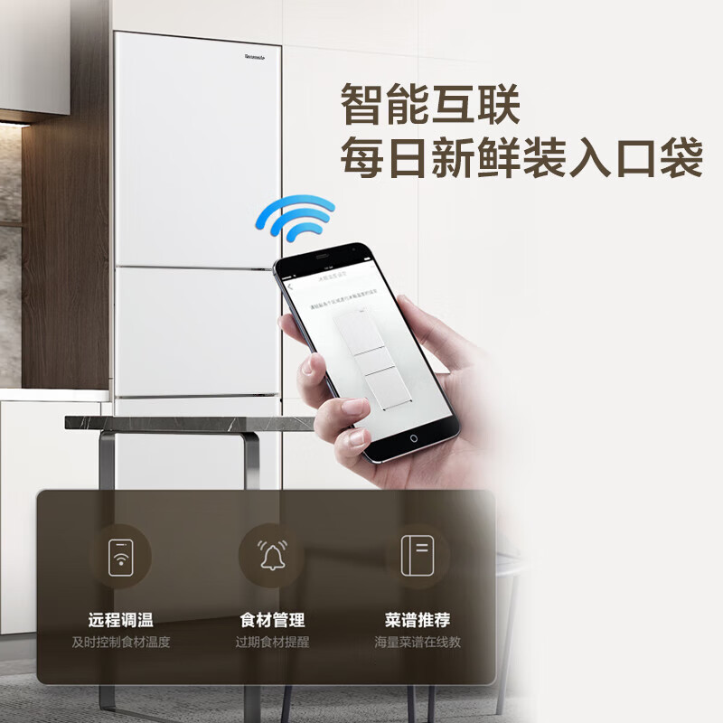 松下(Panasonic)三门冰箱NR-EC27WPB-W 270L 银离子抗菌 WIFI智控 变频风冷无霜 宽幅变温