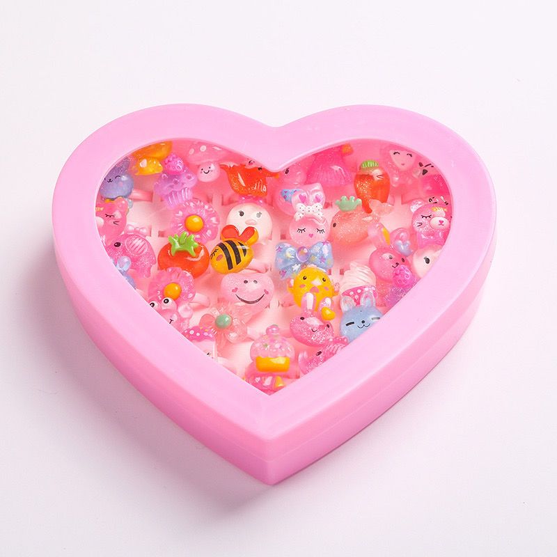 新款儿童玩具女童戒指环卡通女孩公主首饰水晶宝石钻石卡通随机12个