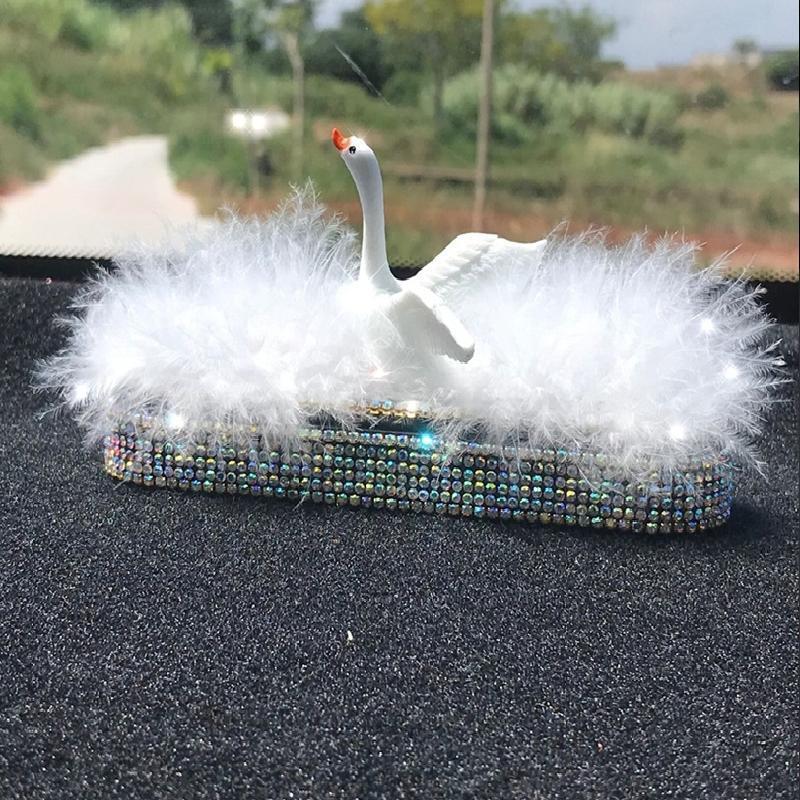汽车临时停车卡镶钻个性天鹅女士挪车号码牌卡创意联系车载电话牌 隐藏式天鹅镶钻-一号