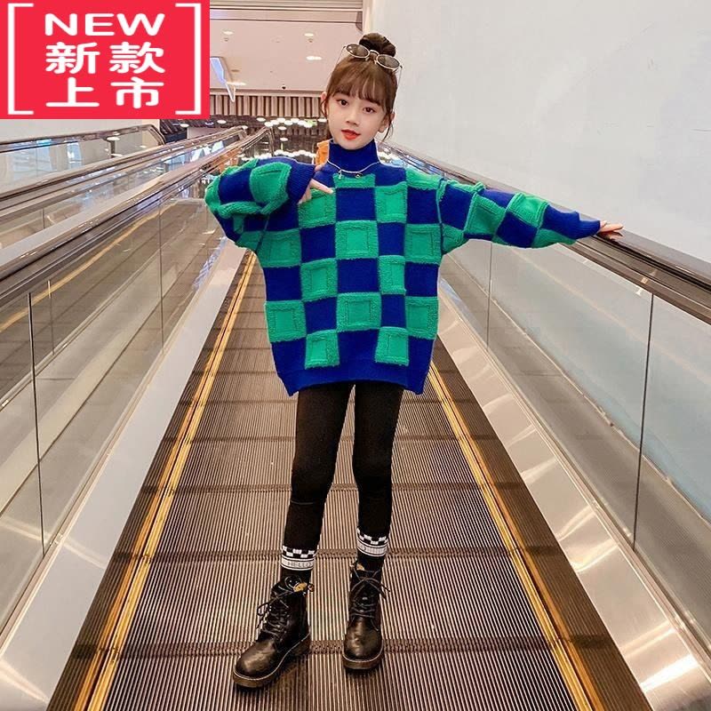 可莉允女童套头毛衣2022新款儿童秋冬装中大童女孩洋气打底衫加绒加厚潮图片