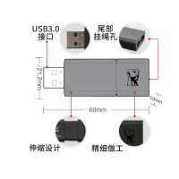 金士顿u盘DT100G3 容量32G 电脑商务办公 黑色(U盘)