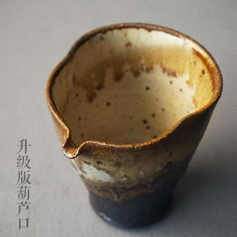 美帮汇手工原矿粗陶手抓陶瓷宽口柴烧窑变公道杯手工拉胚功夫茶具高清大图