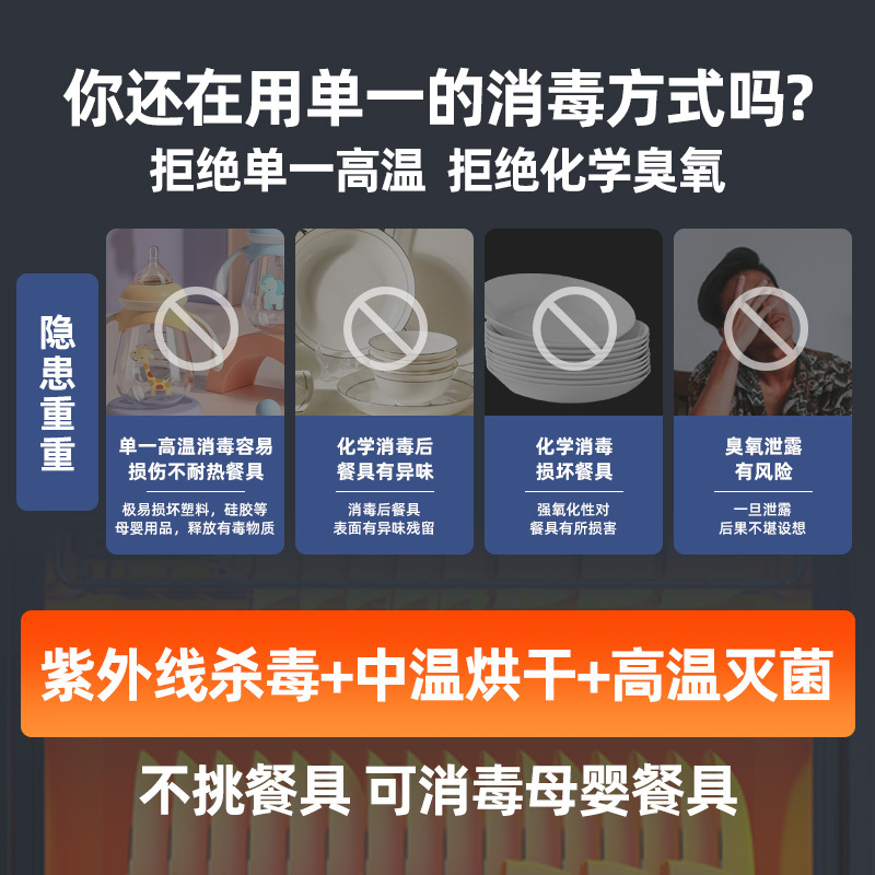 康宝(Canbo)消毒柜嵌入式 家用厨房100L大容量奶瓶餐具筷子高温紫外线杀菌消毒碗柜 不锈钢XDZ100-HMC3